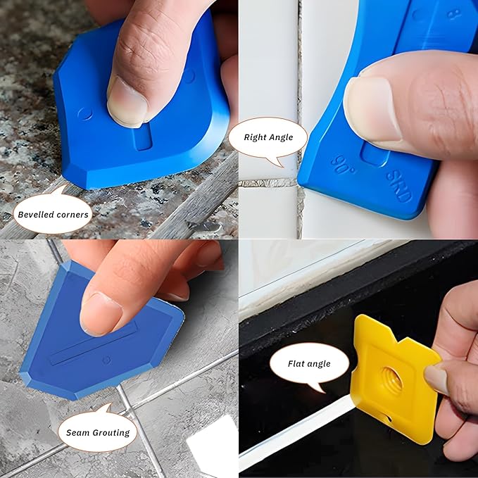 5 pcs Caulk Tool Kit and 40 pcs Caulk Cap, VEINARDYL Silicone Sealant Finishing Tool Grout Scraper Caulk Removal Tool for Floor Sink Joint, Caulk Saver Cap Caulk Tube Sealer Caps for Sealing