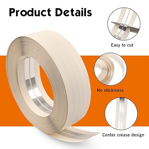 ROLLINGDOG Reinforced Drywall Corner Tape, 2" x 98.4' Drywall Tape No Adhesive Side, Inside Outside Corner Bead with Metal for Wall Crack Repair