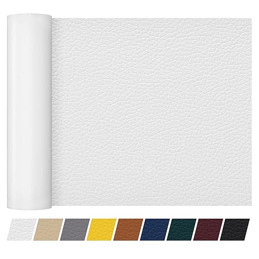 Leather Repair Patch Tape 16×55 inch Furniture Leather Strong Self Adhesive Tape for Sofas Couch Car Seats Cabinets Bags Anti Scratch Patches First Aid Patch Fixing Leather White