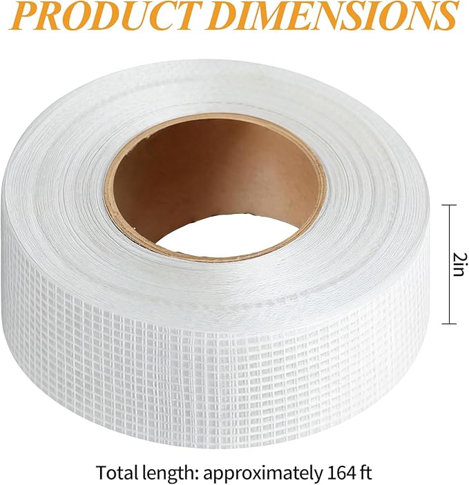 Drywall Joint Tape, 2 Inch x 164 Ft Self Adhesive Drywall Tape, Wall Patch Repair Roll, Fiberglass Mesh Tape for Drywall Repair, Wall Cracks and Ceiling Gaps