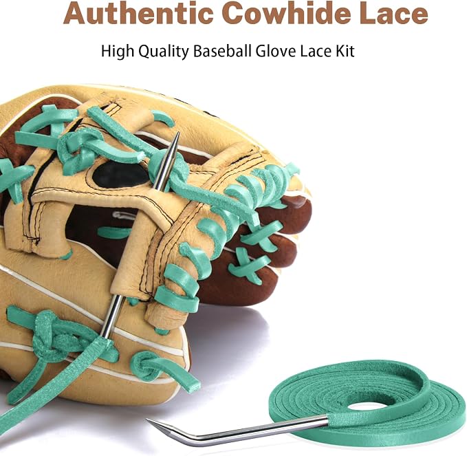 Softball Baseball Glove Lace, Mitt Lace Repair Kit Includes 2 Leather Laces and Lacing Needle for Catcher's Glove