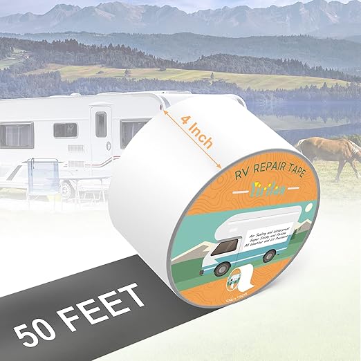 RV Roof Sealant Tape - 4 Inch x 50 Feet White Roof Patch for Camper Roof Repair,UV-Resistant and Weatherproof