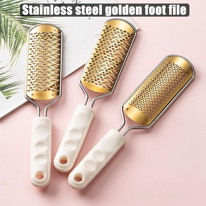 White Foot File Callus Remover, Foot File for Feet – Professional Pedicure Tool for Dead Skin Removal & Cracked Heels – Ultimate Stainless Steel Foot Scrubber for Soft, Healthy Feet