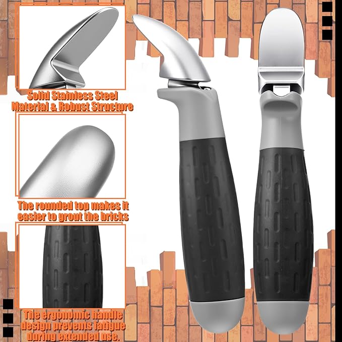 Brick Jointer Tuck Pointing Tool Stainless Steel Masonry Mortar Tool for Cement Pointing Brick Caulking Trowel Masonry Jointer Comfortable Grip Saves Time and Effort