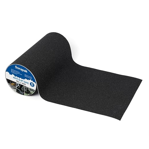 12in x 40 Ft Anti Slip Tape, 80 Grit Black Grip Tape for Stairs | waterproof, strong adhesive, easy peel and stick, ramps, steps, decks, warehouse floors, garage floors, outdoor walkways