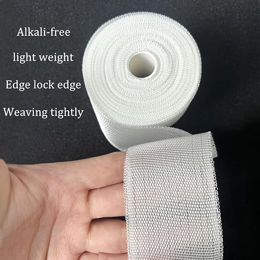 Acuteye Fiberglass Cloth Roll, 2 Inches*99 Feet 6oz Plain Weave Non Adhesive Fiberglass Cloth Strip for Repairing and Reinforcing Pipes, Sinks, Bathtubs, Boats, Cars (1, 2'' * 99')