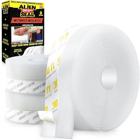 Alien Draft Seal Weather Stripping Door Seal – Longer 64ft (3 Rolls) Silicone Door Bottom Draft Stopper Tape