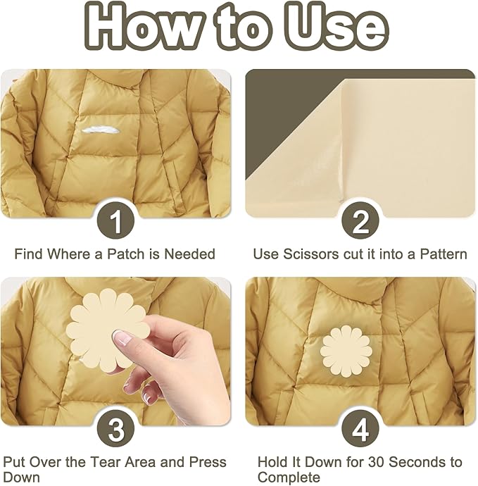 Waterproof Fabric Repair Tape Tent Repair Kit - Outdoor Gear Tenacious Fix Tape Self Adhesive Nylon Patches for Clothes, Tent, Down Jacket, Backpack (78.8 x 3 Inches, Beige