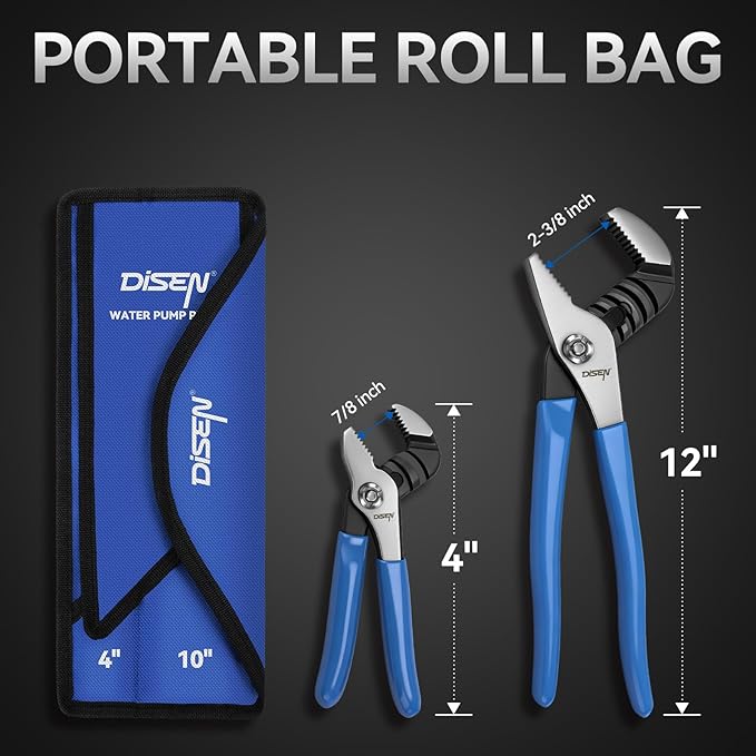 DISEN Channel Locks Pliers 2-Piece, Slip Joint Pliers Set with Dipped Handles, Adjustable Water Pump Pliers 10-Inch and 4-Inch, Tongue and Groove for Home Repair, Gripping, Nuts, Bolts, Pipe