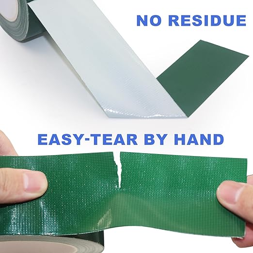 Green Duct Tape, 2 Inches x 32 Yards, Heavy Duty, Strong, Durable, Flexible, Easy-Tear by Hand, No Residue, Waterproof for Home Repairs, Fixed Carpet Edge, DIY Projects