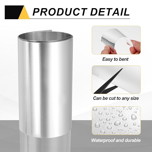 uxcell Aluminum Flashing Roll, 8in x 3.3ft Metal Roof Panels 0.3mm Waterproof Aluminum Sheet Roll for House Repair, Roof Flashing, Sealing Windows Doors, DIY Projects