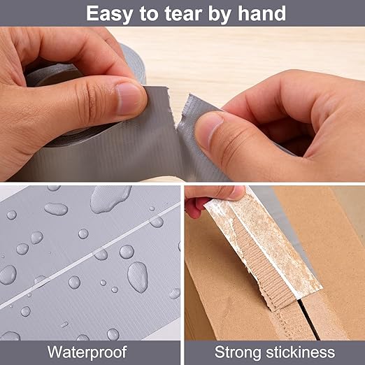 5 Pack Heavy Duty Duct Tape, 9 Mil Thickness, 2 Inch x 30 Yards, Waterproof Strong Adhesive, Flexible,No Residue, Tear by Hand, Multi-Use for Repairs, DIY, Industrial & Home Use (Silver)
