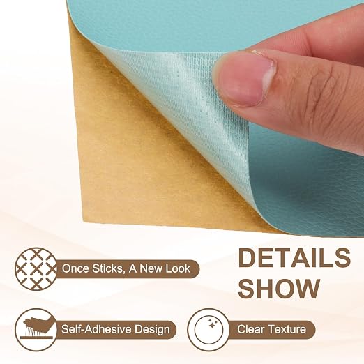 PATIKIL Leather Repair Patch, 2 Pack 10 x 24 Inch Self-Adhesive Vinyl Patch Furniture Tape Repair Kit for Sofas Couches Stools Chairs Cabinets Bags, Sky Blue
