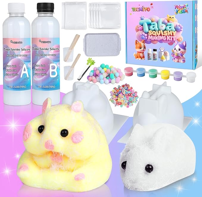 TECMIYO Taba Squishy Making Kit - DIY Squishy Maker with 1:1 AB Liquid Silicone for Super Soft Squishies - Arts & Crafts Kit for Beginners - Birthday Crafts Gifts