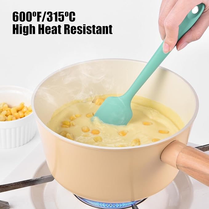 600°F Heat Resistant Small Spatula, Doosu Mini Food-Grade Silicone Bowl Scraper Compact Flexible Kitchen Cooking Baking Tool for Scraping Jar Jams Nut Butters & Mixing Stirring Sauce (Aqua Sky)