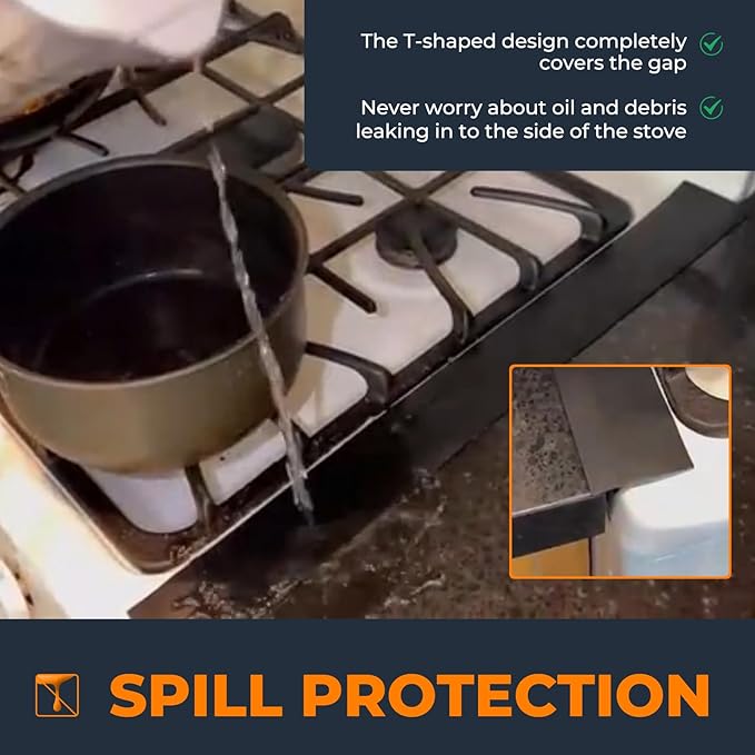 SEVCHY Silicone Stove Gap Covers (2 pack), Oven Gap Filler, Heat Resistant Stove Gap Filler, Seal Gap between Stovetop and Counter, Easy Clean (25 inch, Black)