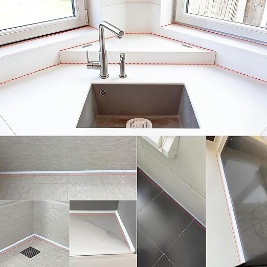 Caulk Tape 2 Roll White Self Adhesive, Waterproof Caulking Sealant Strip Sealing Decorative Tape for Toilet Shower Bathtub Bathroom Sink (0.3" x 20Ft)
