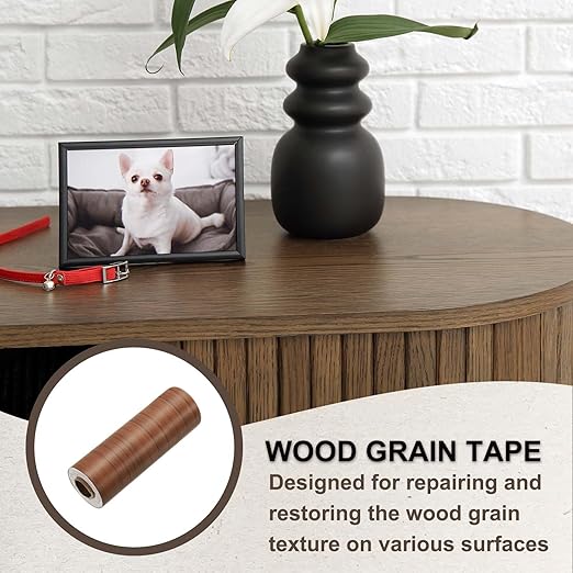 PATIKIL Wood Grain Tape 4.7" x 32 ft, Self-Adhesive Wood Texture Repair Tape Realistic Wooden Effect Patch for Furniture Cabinets Floor Walls, Brown