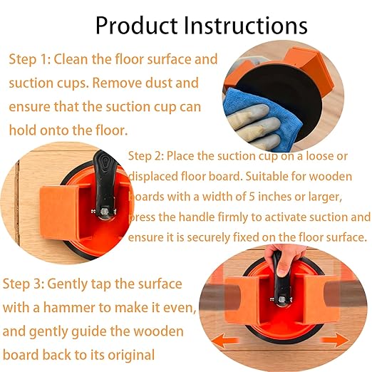 Floor Gap Fixer Tool - Dual 45° Striking Heads Floor Suction Cup Tool for Gaps, Upgraded Heavy Duty Aluminum Alloy Flooring Tools with Suction Cups for Vinyl & Laminate Flooring/Hardwood/Tile