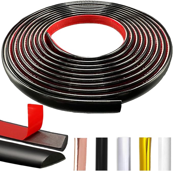 22Ft Black Peel and Stick Trim Molding, Premium Self-Adhesive Wall Trim for Tile Edges, Furniture Accent, and Kitchen Backsplash Decor in Black (5 Colors)