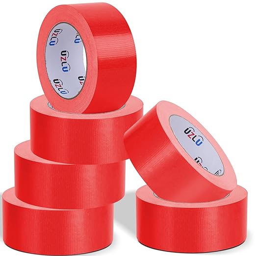 6 Pack Red Duct Tape Bulk Heavy Duty,1.88 Inches x 30 Yards,Strong Industrial Strength,Flexible,No Residue,Waterproof and Tear by Hand,Multi-Use for Indoor & Outdoor Repairs