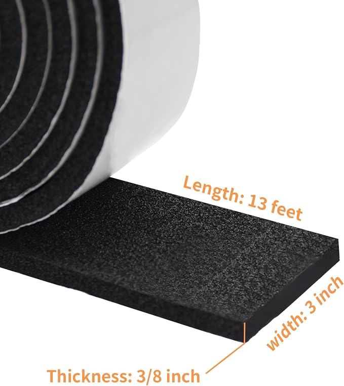 DOBTIM Pipe Insulation Foam Wrap Tape, Self Adhesive with High Resilience for Pipe Insulation Wrap 13 Ft Long x 3 Inch Wide x 3/8 Inch Thick