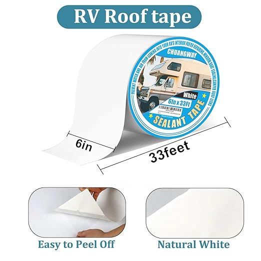 RV Roof Tape white, 6" x 33' Automotive Butyl Sealant Tape for Processing, UV Resistant, Waterproof, Used for RV Roofs, Campervans, Trailers, Boat Seal Leak Repairs, Windows, Headlights (6INCH X33FT)