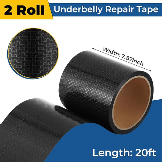 Pushglossy 2 Rolls RV Underbelly Tape 7.87" x 40 ft Waterproof Repair Belly Tape with Permanent Sealing Adhesive for Mobile Home, Camper Travel Trailer, RV Roof & Tear Repair Patch