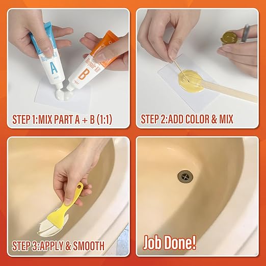 Fiberglass Tub Repair Kit(Color Match), Fiberglass Shower and Acrylic Bathtub Repair Kit for Scratches, Cracks, Chips, Holes on Porcelain, Enamel, Tubs, Tile, Sink, Fix Chipped Almond Bath Tub