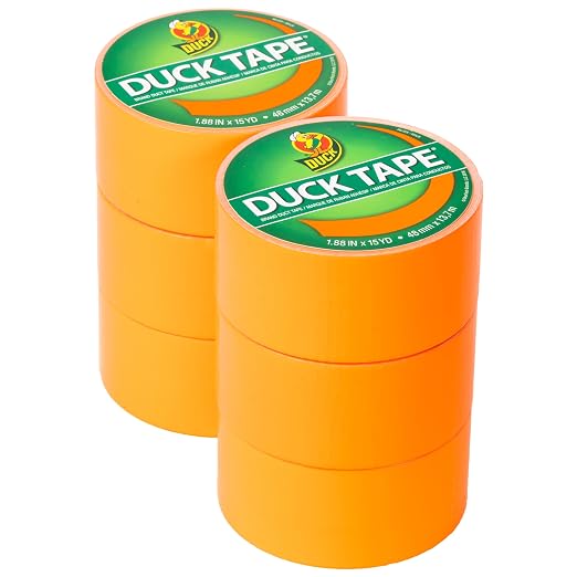 Duck Brand Color Duct Tape, 1.88 in. x 15 yd, 6-Roll, Neon Orange (1265019_C)