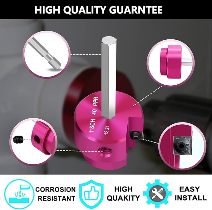 PVC Pipe Reamer 3/4 Inch & 1 Inch Head, PVC Fitting Saver with 1/4-Inch Hex Shaft,ABS Socket Saver Plastic Pipe Fitting Reamer for Plumbing Sch.40 CPVC ABS Socket Hub,Fit Standard 1/2" Drills