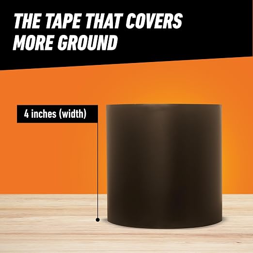 GORILLA Waterproof Patch & Seal Tape, Black Tape, 4" x 10' (Pack of 3) - Permanent Weather Resistant Seal for Leaks and Repairs