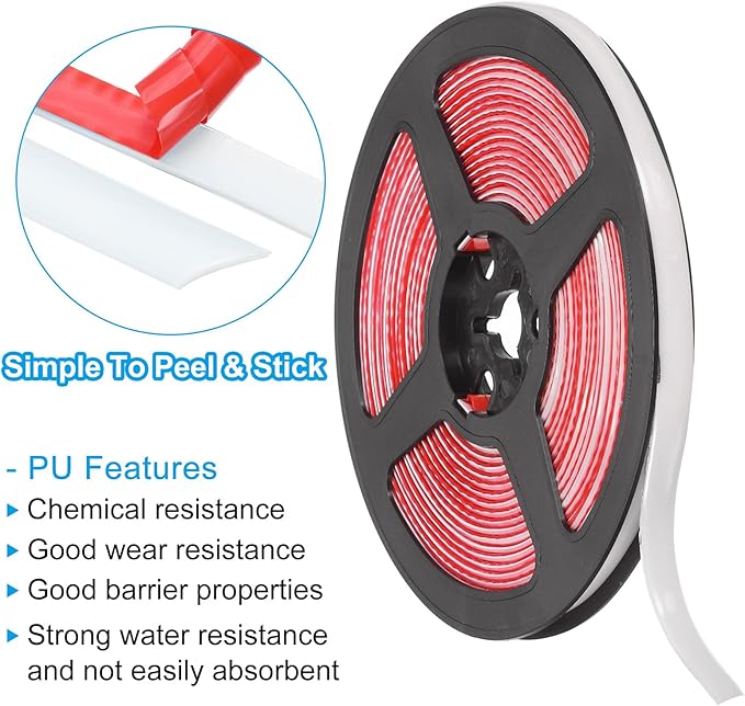 PATIKIL Caulking Trim Strip, 20 Ft Corner Peel and Stick Wall Molding Edging Waterproof Self-Adhesive Trim Caulk Strip for Ceiling Countertop Toilet Tile Tub, White