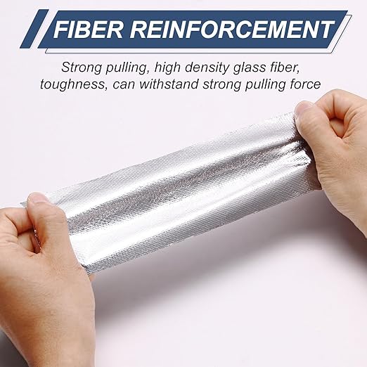 Fiberglass Aluminum Foil Tape 3 Inch x 66 Feet (5.9mil) – Heavy Duty HVAC Metal Tape,High Temp Waterproof Insulation Adhesive for Ductwork, Furnace, Dryer Vent, AC, Pipe Sealing & Repair