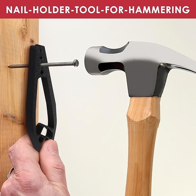 3 Pack Nail Holder for Hammering, Nail Setter Slip Joint Pliers to Keep Fingers Safe, Portable Nail Fixing Tools for Basic Repair and Woodworking Tools, Household Construction (Red, Black, White)
