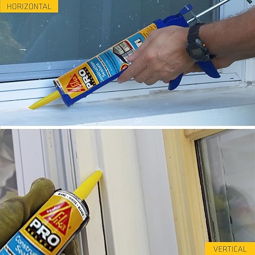 SIKA Sikaflex Construction Sealant - White, All-Purpose Polyurethane for Joints 1/2" or Smaller - 10.1 fl. oz - Weatherproof, High Elasticity, Paintable, Strong Adhesion, (Pack of 2)