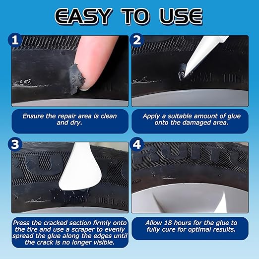 Vigorder Rubber Cement Glue for Car & Motorcycle Sidewall Fix, Strong Bonding & Waterproof (Black)