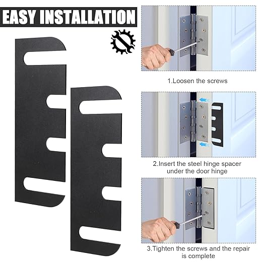 20pcs Door Hinge Shims, 10.16cm/4in PVC Hinge Shims Adjustable Spacer for Doors Filling Gaps Align for Repair Kit (Black)
