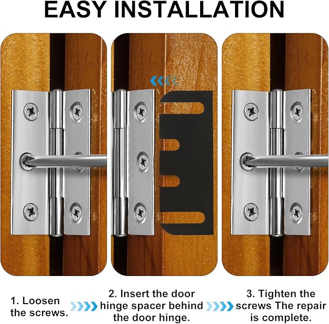 20 Pcs Door Hinge Shims 4 Inch, PVC Plastic Hinge Spacer for Door Alignment, Sagging Door Fix & Gap Adjustment, Hardware Door Repair Kit (0.03 Inch Thickness)