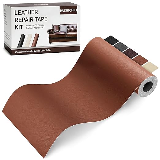Leather Repair Tape, self-Adhesive Leather Repair Patch, for car seat Repair, Suitable for Sofas, Furniture, Seats, Strong Adhesive Leather Repair Tape (Brown, 3.15 x 59in)