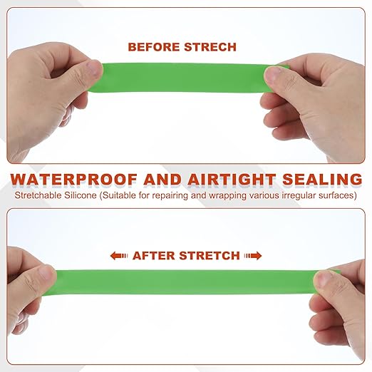 uxcell Self Fusing Silicone Tape, 1" x 10ft Waterproof Water Leak Sealing Tape for Plumbing Pipe Hose Repair Handles, Green