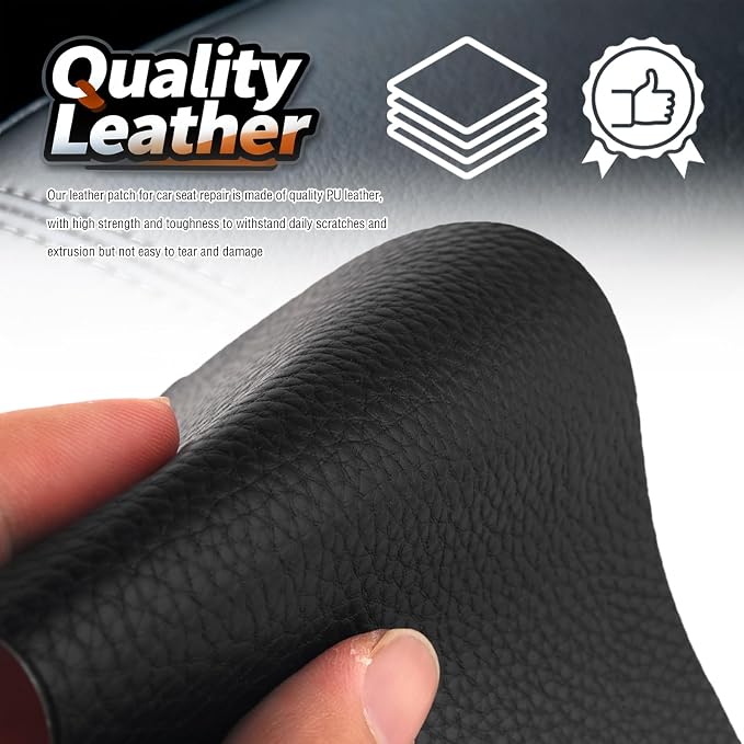 2PCS 8×4 Inch PU Leather Patch for Car Seat Repair,Self-Adhesive Leather Repair Patch Tape Vinyl Repairs Kit,Portable Car Leathers Repairs Kit for Cars Upholstery Seat,Furniture