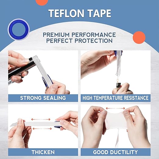 Teflon Tape,PTFE Plumbers Tape,for Sealing,Plumbing,Sealant,Thread Seal for Shower Head,Water Pipe,Prevent Leakage,(2 Rolls,1/2 Inch X 520 Inches).