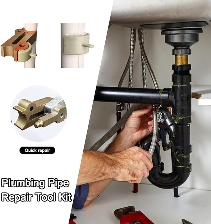Water Pipe Repair Tool Kit, Plumbing Leak Stopper Set with Self-Fusing Silicone Tape, Portable Leak Fix Kit, Repair for Plumber, Home Renovation, Kitchen, Bathroom, and Emergencies, Maintenance Use