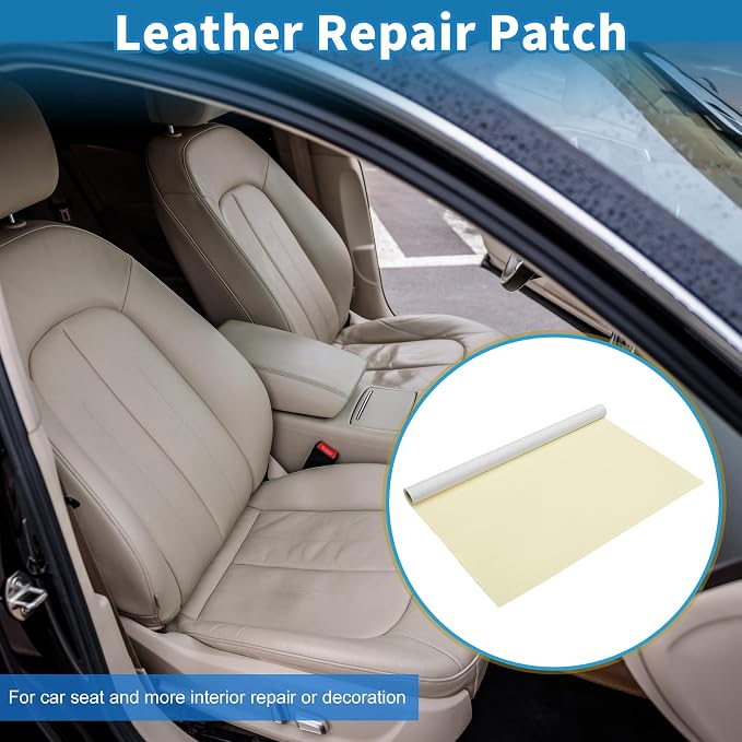 Self Adhesive Leather Repair Patch Strong Stickiness 19.6"x27.5" Leather Repair Tape PVC Faux Leather Beige Yellow 1 Pcs