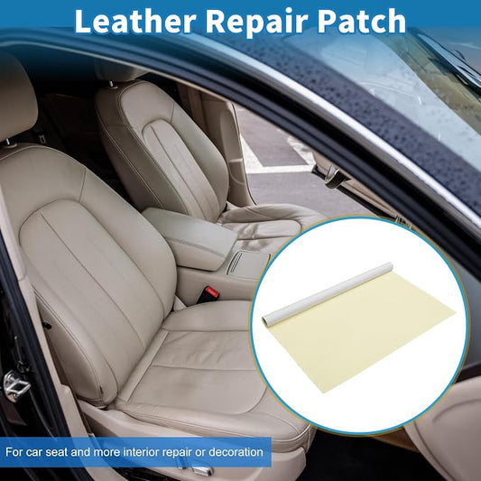 Self Adhesive Leather Repair Patch Strong Stickiness 19.6"x27.5" Leather Repair Tape PVC Faux Leather Beige Yellow 1 Pcs