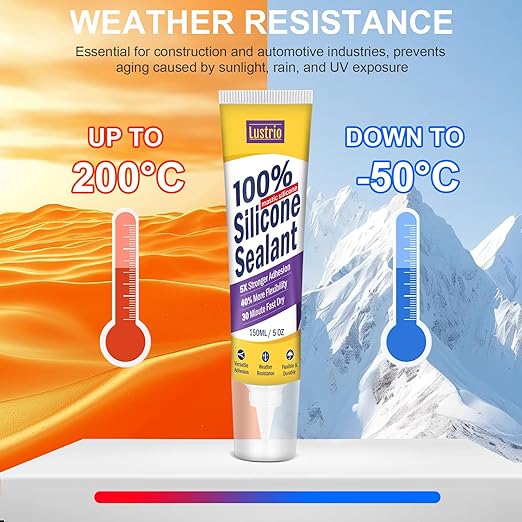 No Caulking Gun Needed – 5oz Silicone Sealant, 100% Waterproof & Flexible Adhesive Caulk, UV Weather Resistant for Kitchen Bathroom Shower Window Auto, Crack Proof Sealant Tube. (White)