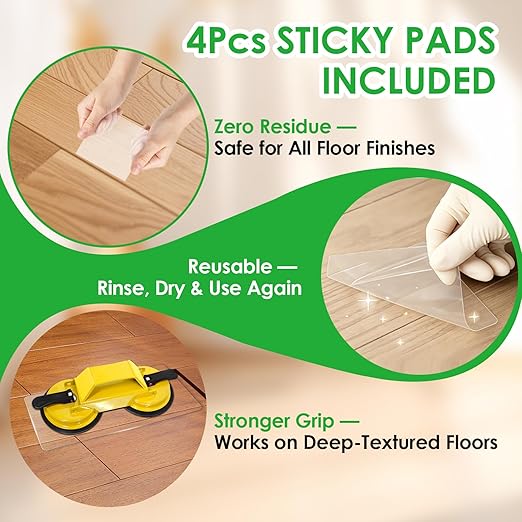 Floor Gap Fixer Tool for Laminate Floor Gap Repair, Heavy Duty Dual Suction Cups with 45° Striking Surface, Includes Rubber Mallet, Sticky Pads & Gloves for Vinyl Plank, LVP & Hardwood