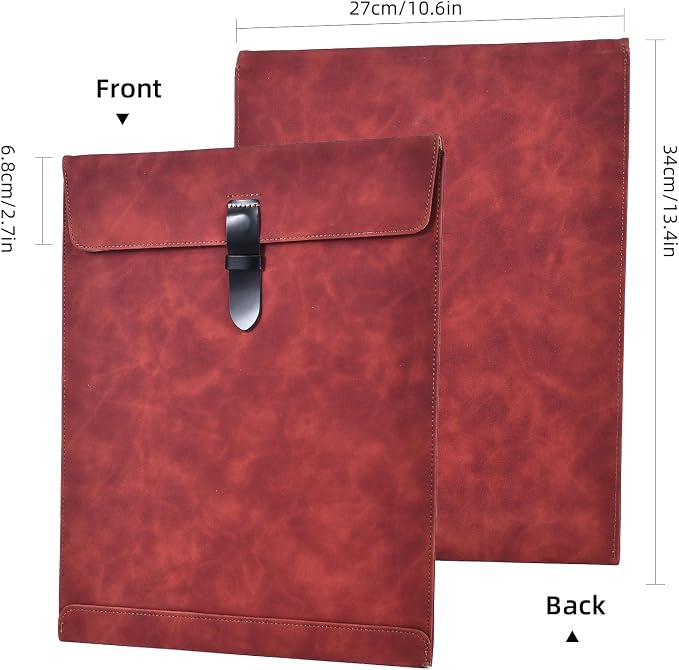 Brown PU Leather File Folder, Snap Closure File Organizer, Important Document Folder, Document Organizer, Laptop Sleeve Notebook Case, Leather Folder A4 Envelopes Filing Folder