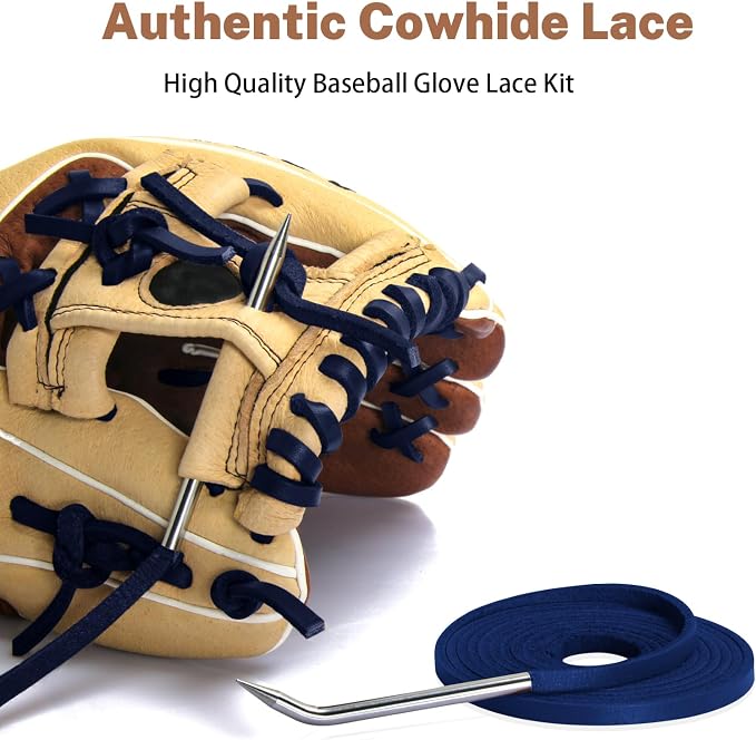 Softball Baseball Glove Lace, Mitt Lace Repair Kit Includes 2 Leather Laces and Lacing Needle for Catcher's Glove